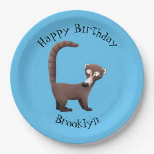 Funny coatimundi Cartoon personalisiert Geburtstag Pappteller