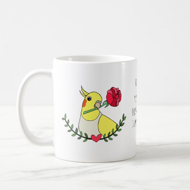 Funny Cockatiel I Liebe you Gift Custom Letter Kaffeetasse (Links)