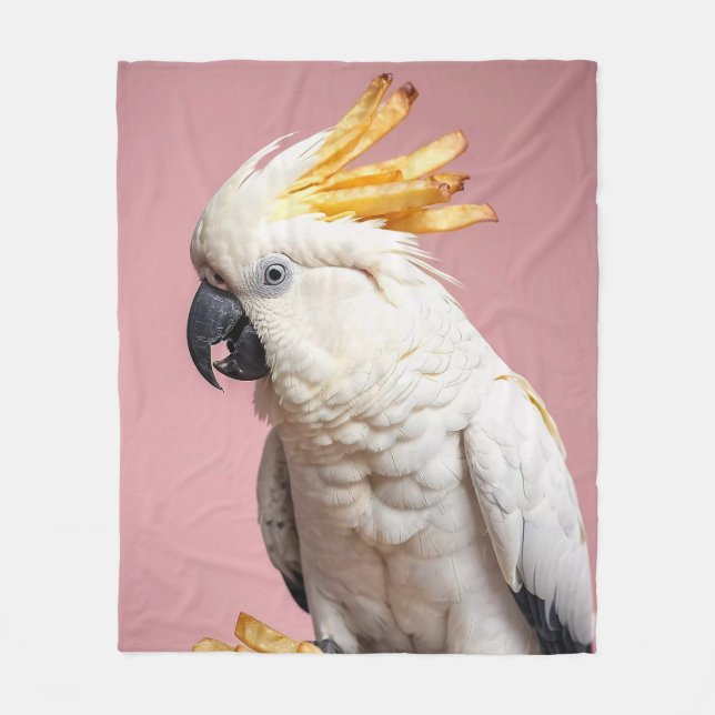 Funny Cockatoo mit französischem Wappen Fleecedecke (Vorderseite)