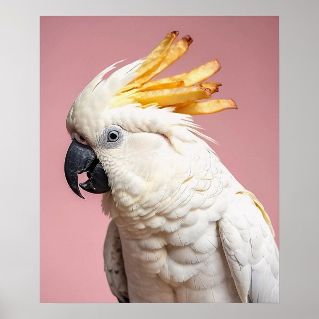 Funny Cockatoo mit französischem Wappen Poster (Vorne)