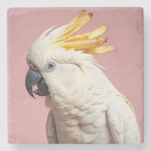 Funny Cockatoo mit französischem Wappen Steinuntersetzer