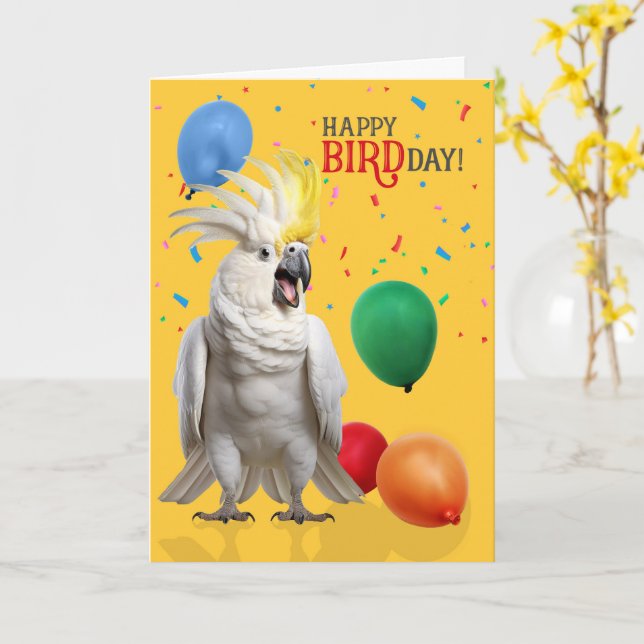 Funny Cockatoo Parrot Birthday Humor Karte (Gelbe Blume)