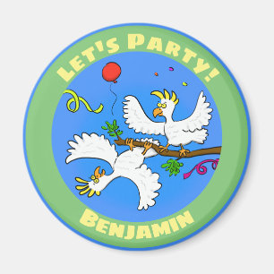 Funny Cockatoo Party Cartoon Magnet