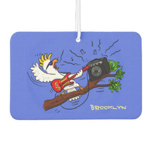 Funny Cockatoo spielt Rockgitarre Cartoon Autolufterfrischer