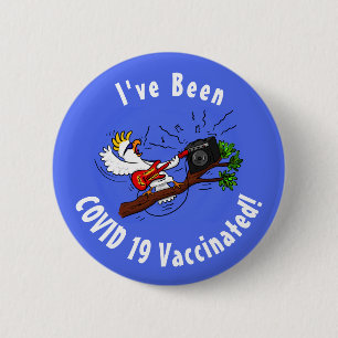 Funny Cockatoo spielt Rockgitarre Cartoon Button