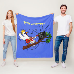 Funny Cockatoo spielt Rockgitarre Cartoon Fleecedecke