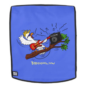 Funny Cockatoo spielt Rockgitarre Cartoon Rucksack