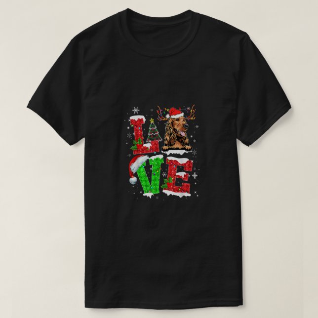 Funny Cocker Spaniel Dog Tree Weihnachtsleuchten X T-Shirt (Design vorne)
