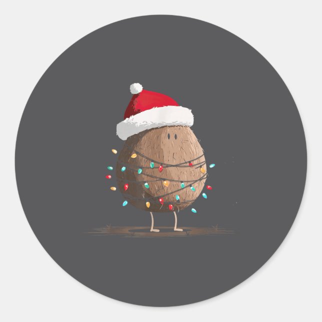 Funny Coconut Christmas Graphics Lights Lover  Runder Aufkleber (Vorderseite)