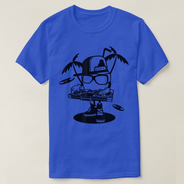Funny Coconut DJ Cartoon Nachtclubs, Party Cool C T-Shirt (Design vorne)