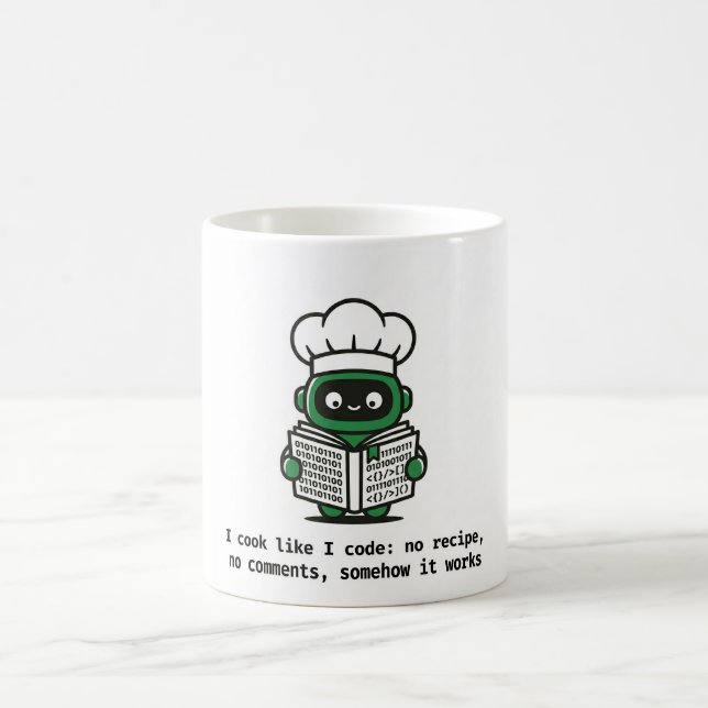 Funny Coder Mug — I Cook Like I Code Kaffeetasse (Mittel)