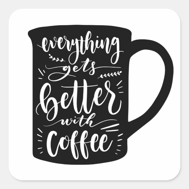 Funny Coffee Addicdict Java, Latte Coffein Quote Quadratischer Aufkleber (Vorderseite)