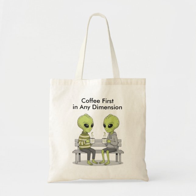 Funny Coffee and Aliens Tragetasche (Vorne)