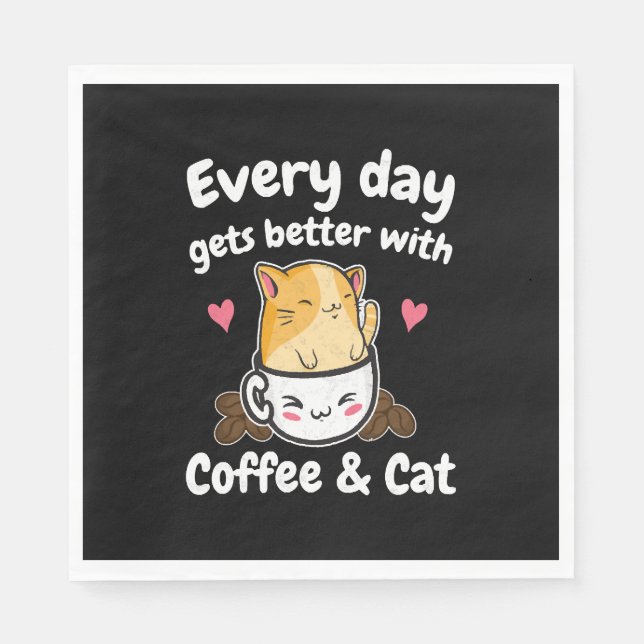 Funny Coffee And Cat Saying Caffeine Lover Barista Serviette (Vorderseite)