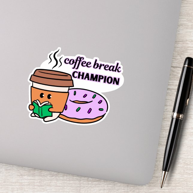 Funny Coffee Break Champion Aufkleber (Von Creator hochgeladen)