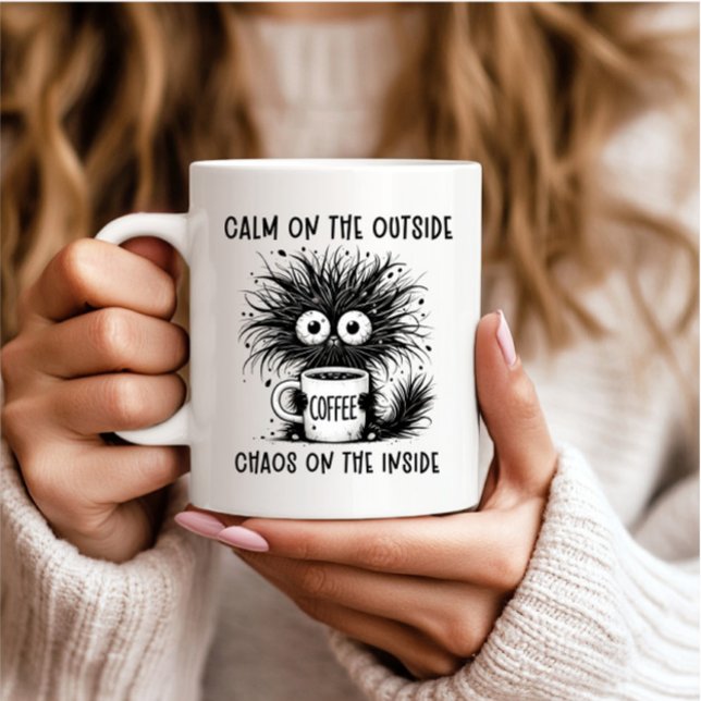 Funny Coffee Cat - Ruhe im Freien, Chaos im Innere Kaffeetasse (Von Creator hochgeladen)