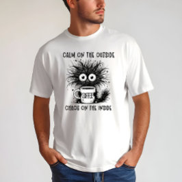 Funny Coffee Cat - Ruhe im Freien, Chaos im Innere T-Shirt