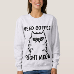 Funny Coffee Chat T - Shirt Grumpy Cat