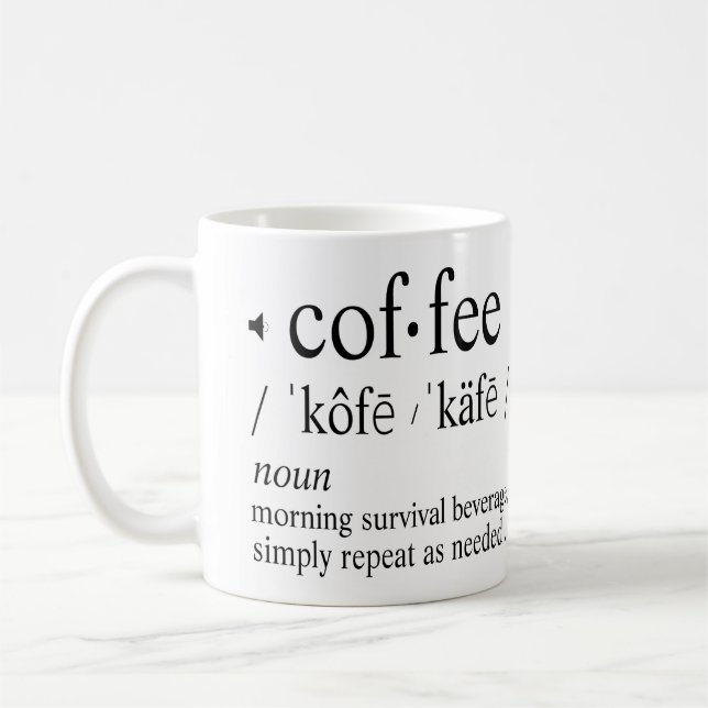 Funny Coffee Definition Morning Survival Beverage Kaffeetasse (Links)