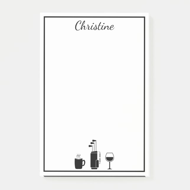 Funny Coffee Golf Wine Personalisiert Nachhinweise Post-it Klebezettel (Vorderseite)