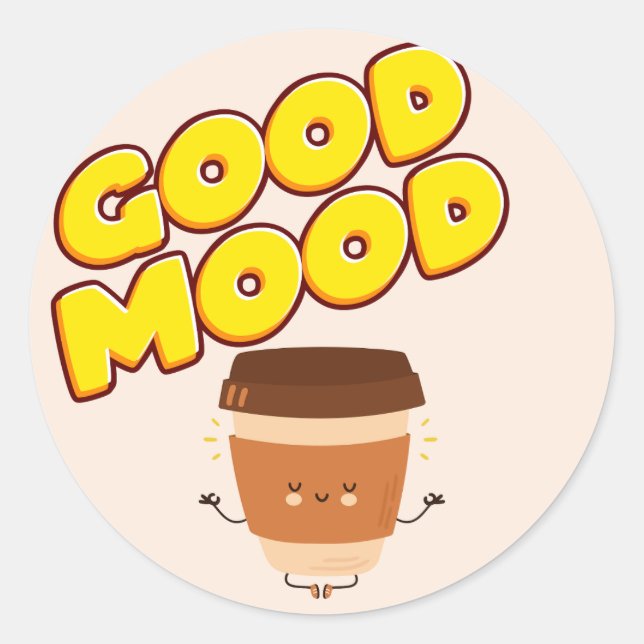 Funny Coffee Good Smood Classic Round Sticker (Vorderseite)