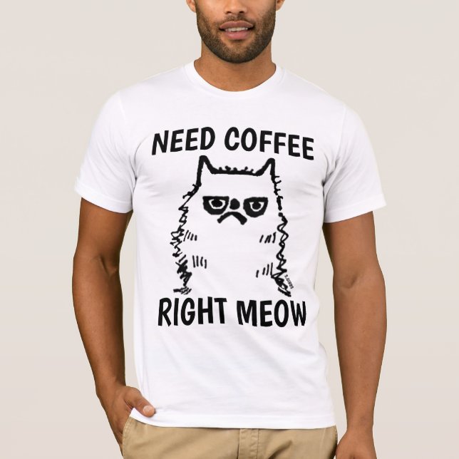 Funny Coffee Grumpy Cat T - Shirt (Vorderseite)