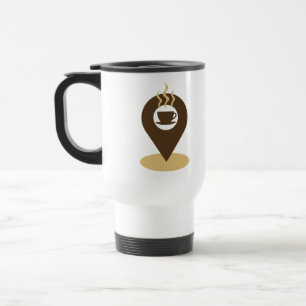 Funny coffee location icon braun reisebecher