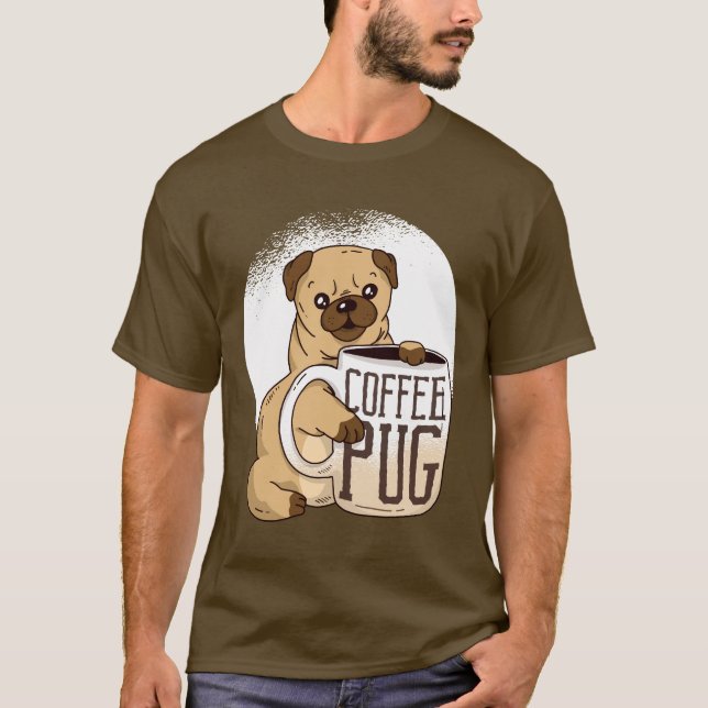 Funny Coffee MOPS Hund liebt Grafischer Cartoon Ni T-Shirt (Vorderseite)