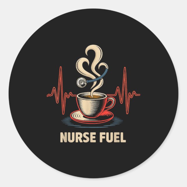 Funny Coffee Nurse Ekg Nurses Energy Caffeine Love Runder Aufkleber (Vorderseite)