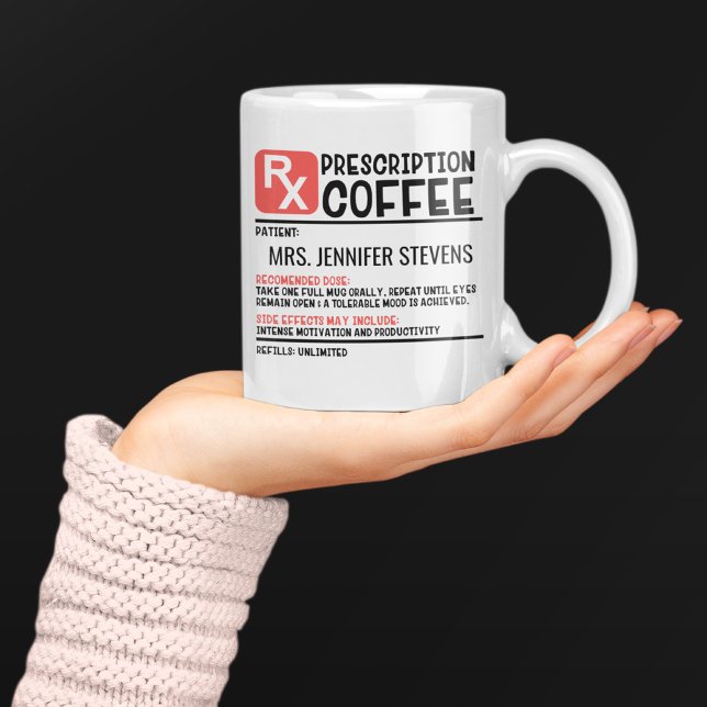 Funny Coffee Prescription Personalisiert Name Kaffeetasse (Von Creator hochgeladen)