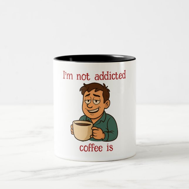 Funny Coffee Quote Cartoon Zweifarbige Tasse (Mittel)