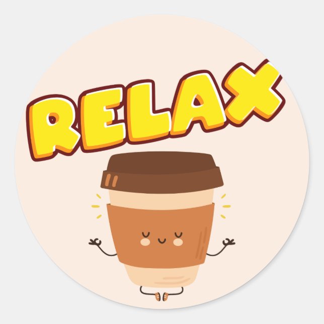 Funny Coffee Relax Classic Round Sticker (Vorderseite)