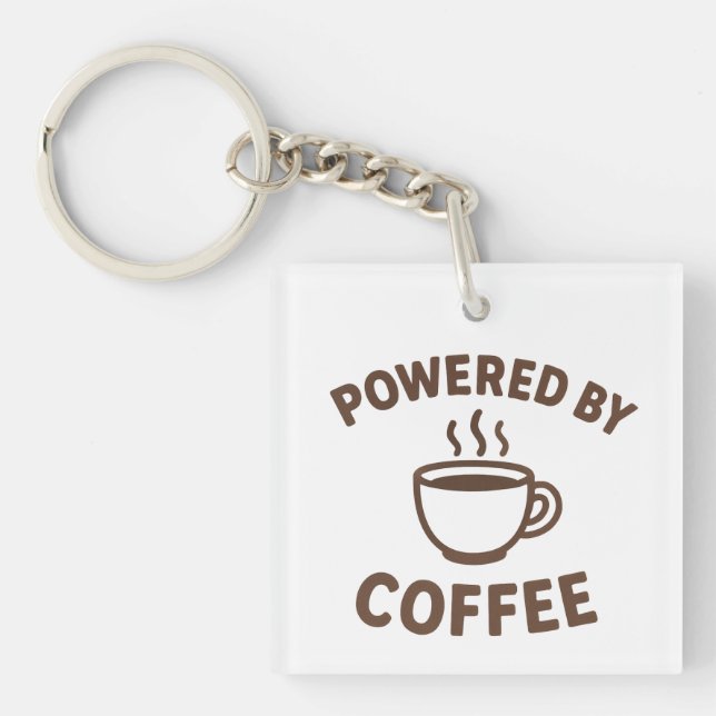 Funny Coffee Schlüsselanhänger - "Powered by Coffe (Vorderseite)