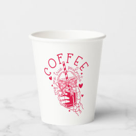 Funny Coffee Soulmate Skeleton Red Hearts Pappbecher