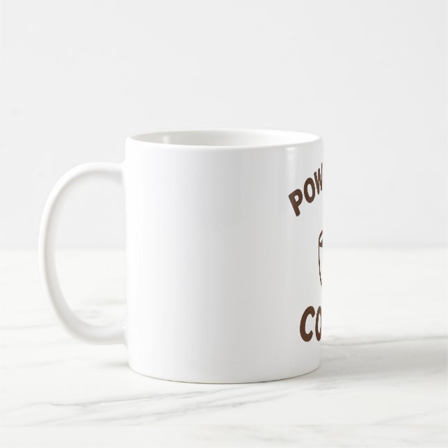 Funny Coffee Tasse - Design "Powered by Coffee" (Links)