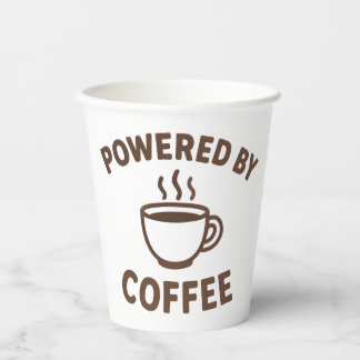 Funny Coffee Tasse - Design "Powered by Coffee" Pappbecher