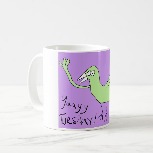 Funny Coffee Tasse - Yaayy Dienstag! Kaffee Lover (Vorderseite Links)