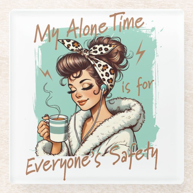 Funny Coffee Time Girl in the Morning Glasuntersetzer (Vorderseite)