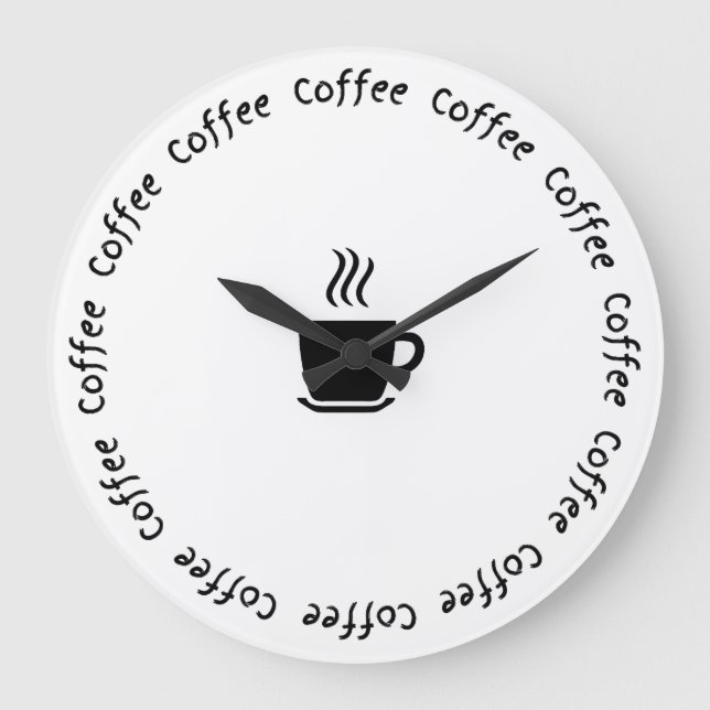 Funny Coffee Wall Clock - "Coffee O'Clock" Große Wanduhr (Vorderseite)