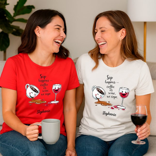 Funny Coffee & Wine Lovers Personalized T-Shirt (Von Creator hochgeladen)