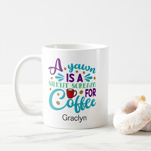 Funny Coffee Yawn Kaffeetasse (Mit Donut)