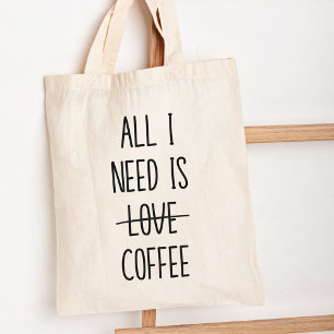 Funny Coffee Zitat Einfach Minimalistisch Tragetasche