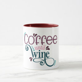 Funny Coffeine Coffee bis Wine Joke Pun Geschenk Tasse