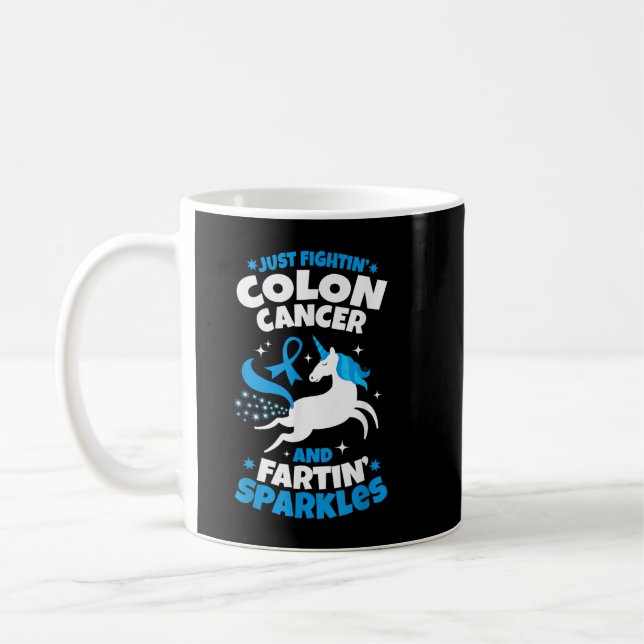 Funny Colon Cancer Fighter Kämpfen Unicorn Zitat Kaffeetasse (Links)
