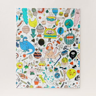 Funny Colorful Alien Monsters Partys Puzzle