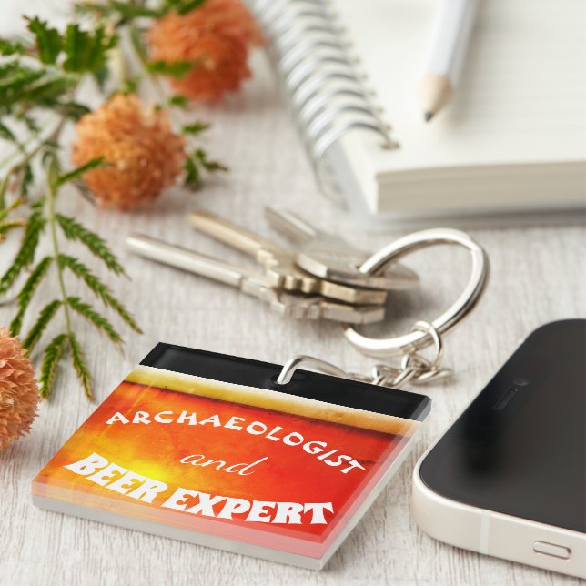 Funny Colorful Archäologe und Bierexperte Schlüsselanhänger (Vorderseite rechts)