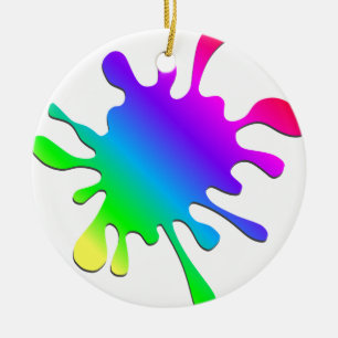 Funny Colorful Art Rainbow Paint Spritzer Keramikornament