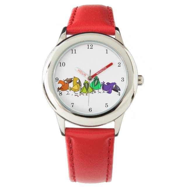 Funny Colorful Birds Watch Armbanduhr (Vorderseite)
