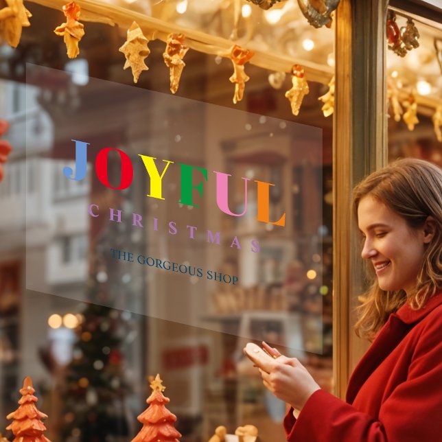 Funny Colorful Brightest Joyful Christmas Quote Fensteraufkleber (Funny Colorful Brightest Joyful Christmas Quote Window Cling.)