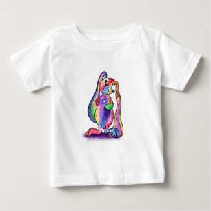 Funny Colorful Bunny Liebe Blume Baby T - Shirt